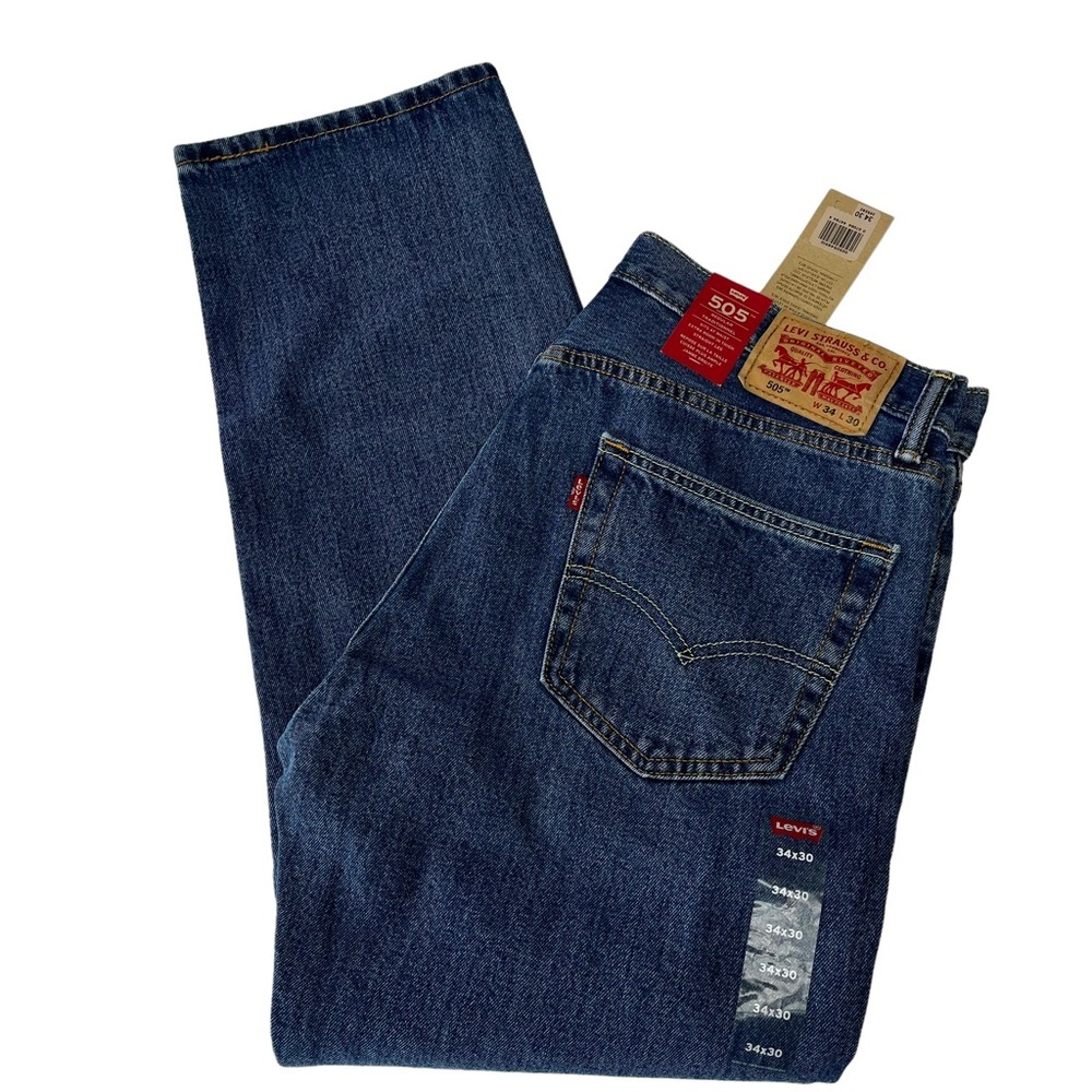 New LEVI'S Denim Jeans 100% Cotton 505 Regular High Waist Rise